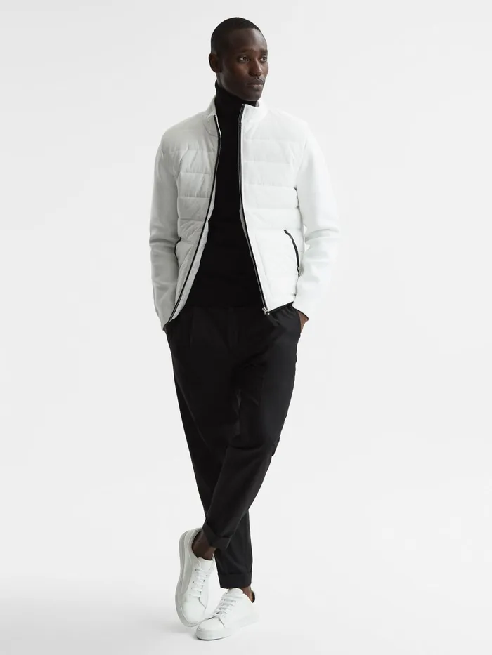 Reiss Coats and Jackets Chiltern Hybrid Funnel Neck Jacket White 8211 Men