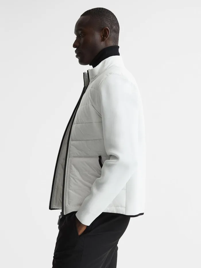 Reiss Coats and Jackets Chiltern Hybrid Funnel Neck Jacket White 8211 Men