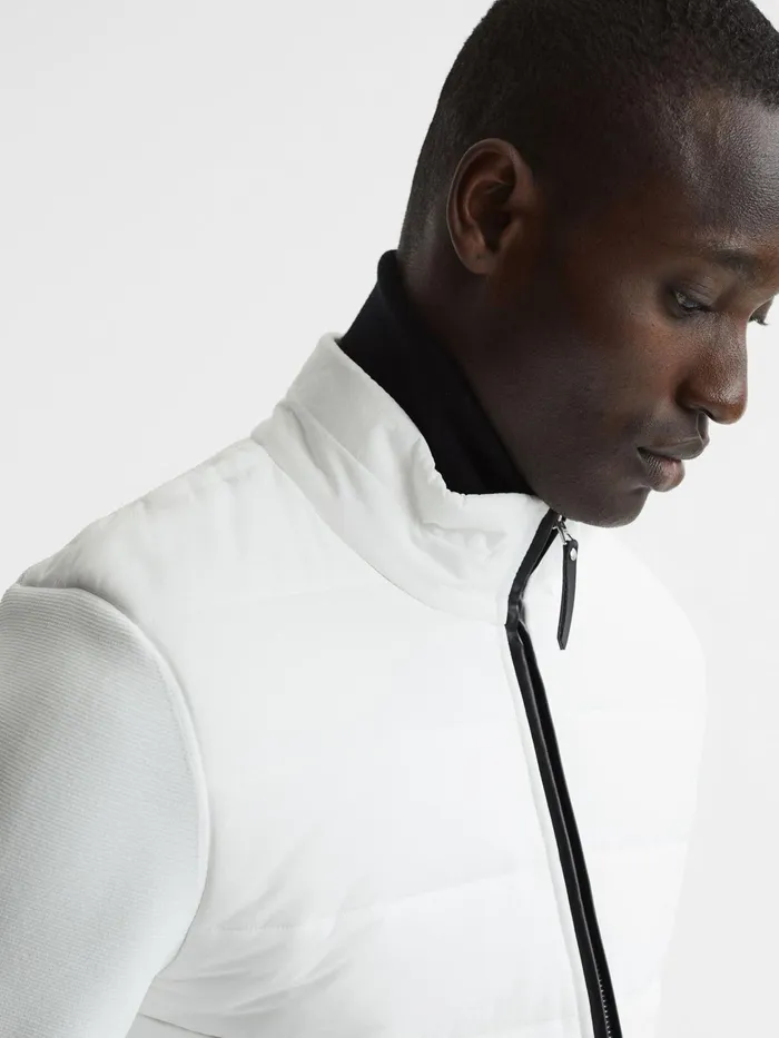 Reiss Coats and Jackets Chiltern Hybrid Funnel Neck Jacket White 8211 Men