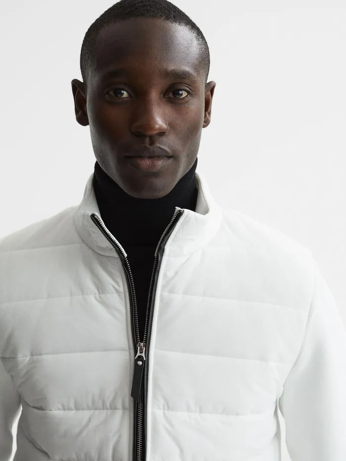 Reiss Coats and Jackets Chiltern Hybrid Funnel Neck Jacket White 8211 Men