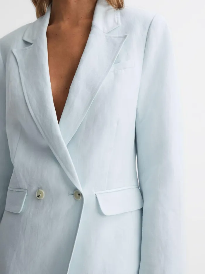 Reiss Coats and Jackets Dawson Paige Double Breasted Linen Blend Blazer Ice Flow 8211 Women Reiss Coats and Jackets Dawson Paige Double Breasted Linen Blend Blazer Ice Flow 8211 Women