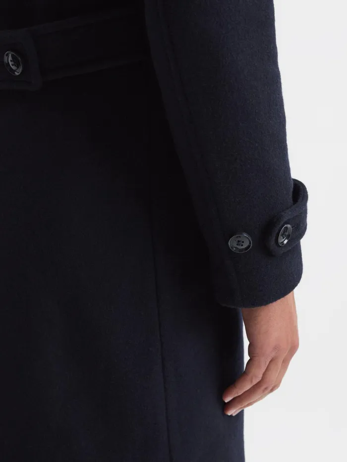 Reiss Coats and Jackets Fall Double Breasted Wool Blend Military Overcoat Navy 8211 Men