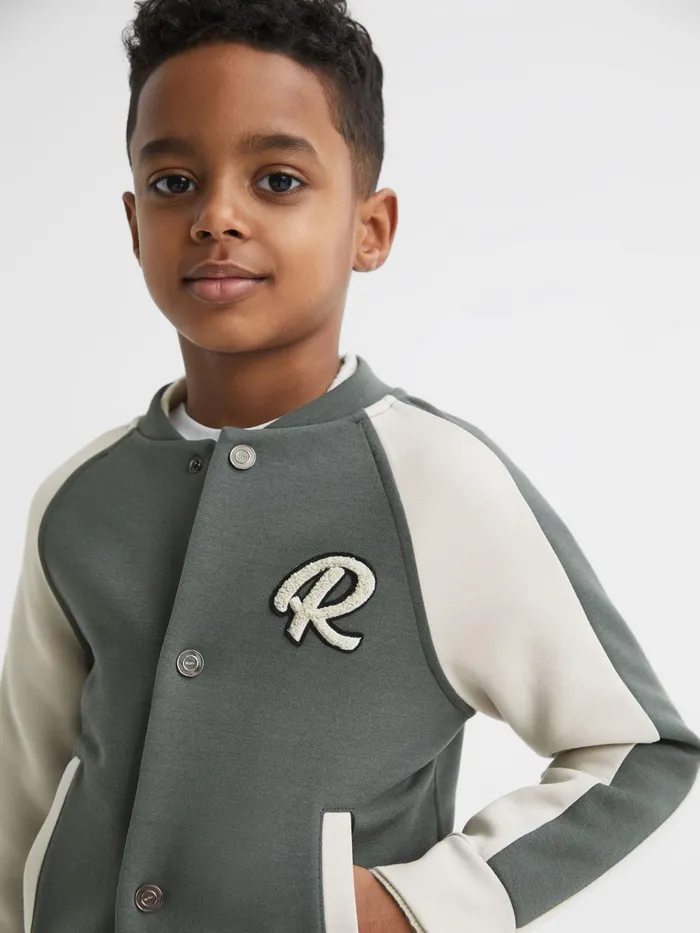 Reiss Coats and Jackets Giles Long Sleeve Interlock Bomber Jacket Light Khakiecru 8211 Children