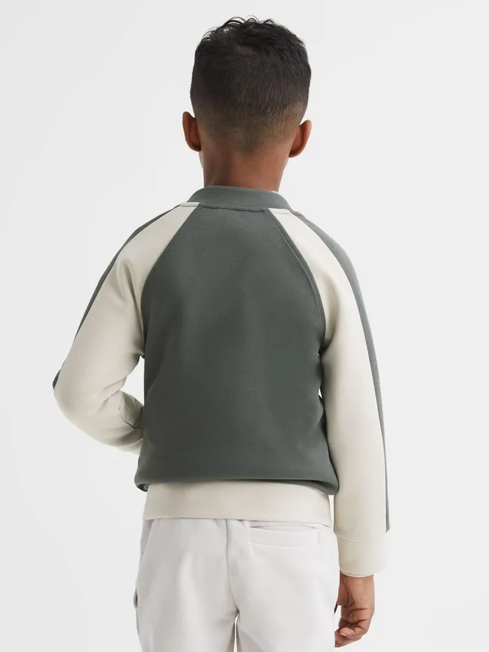 Reiss Coats and Jackets Giles Long Sleeve Interlock Bomber Jacket Light Khakiecru 8211 Children