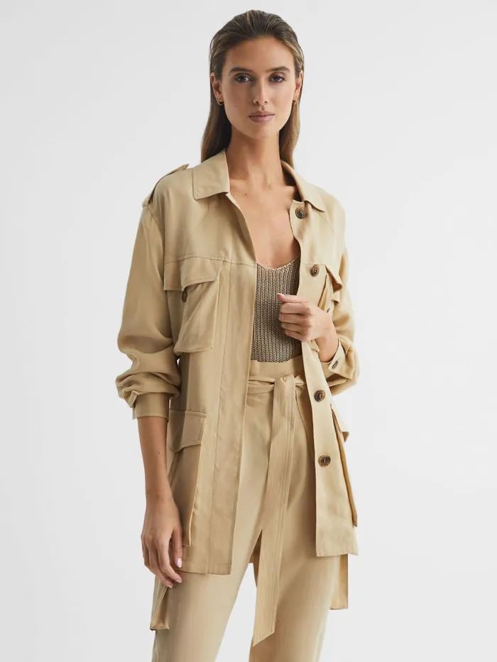 Reiss Coats and Jackets Joanie Relaxed Fit Utility Jacket Neutral 8211 Women