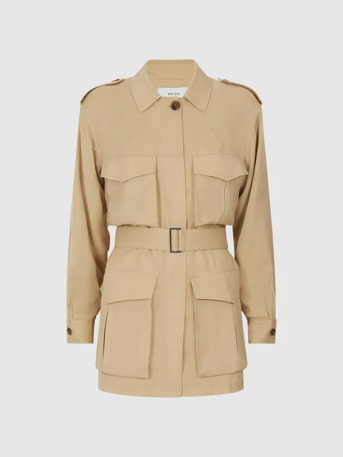 Reiss Coats and Jackets Joanie Relaxed Fit Utility Jacket Neutral 8211 Women