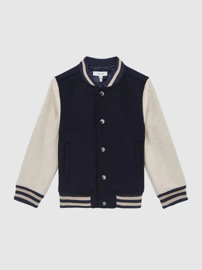 Reiss Coats and Jackets Kansas Varsity Bomber Jacket Navy 8211 Children