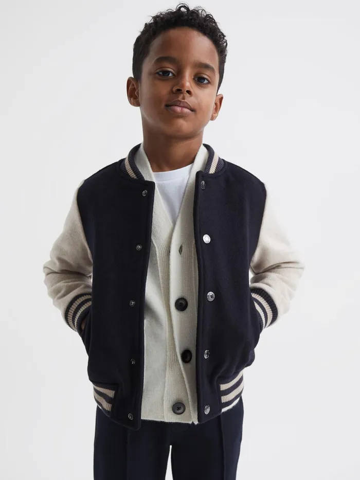 Reiss Coats and Jackets Kansas Varsity Bomber Jacket Navy 8211 Children