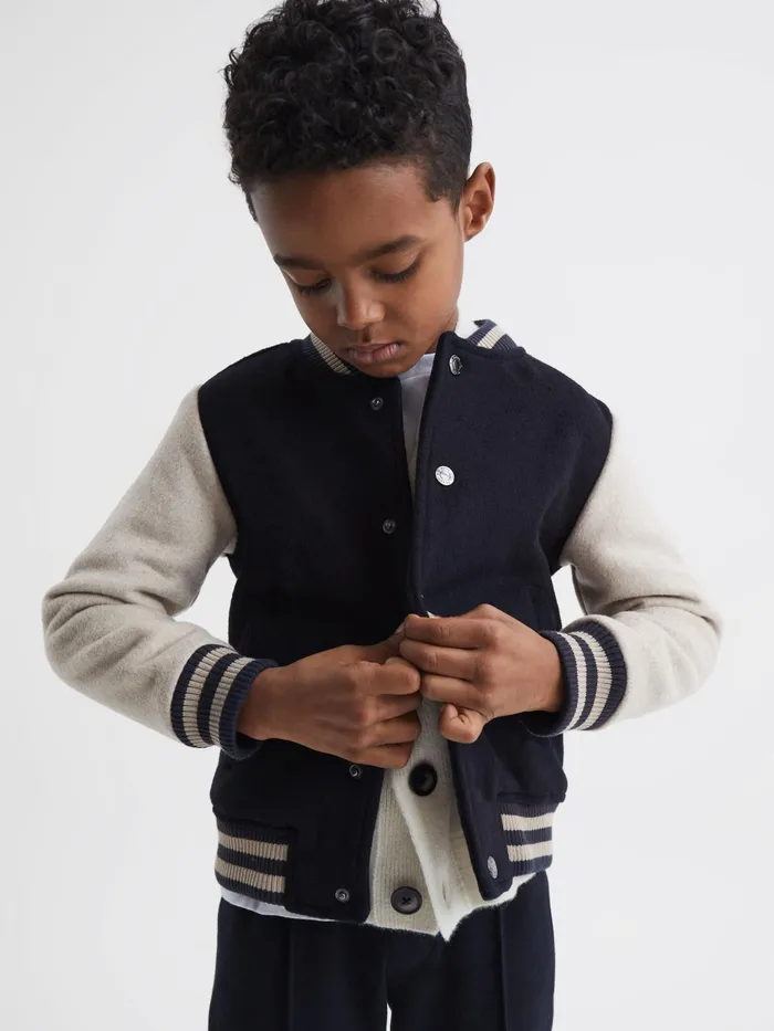 Reiss Coats and Jackets Kansas Varsity Bomber Jacket Navy 8211 Children