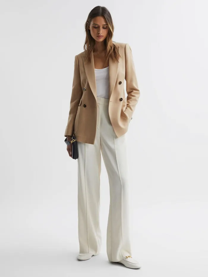Reiss Coats and Jackets Larsson Double Breasted Twill Blazer Camel 8211 Women