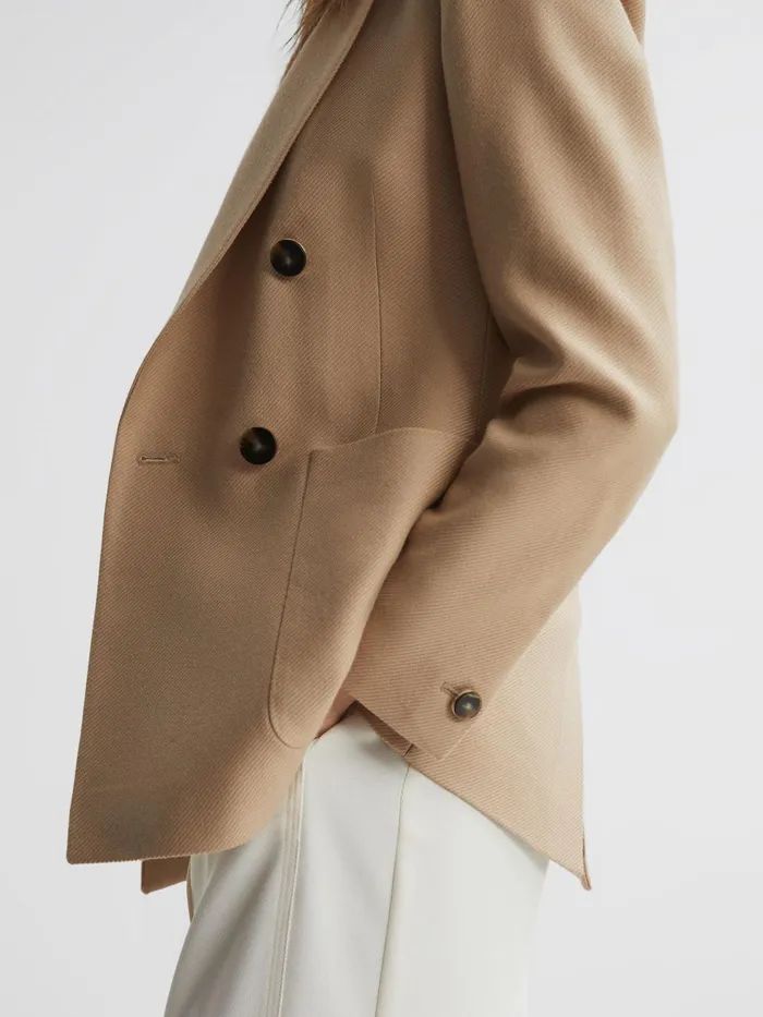 Reiss Coats and Jackets Larsson Double Breasted Twill Blazer Camel 8211 Women