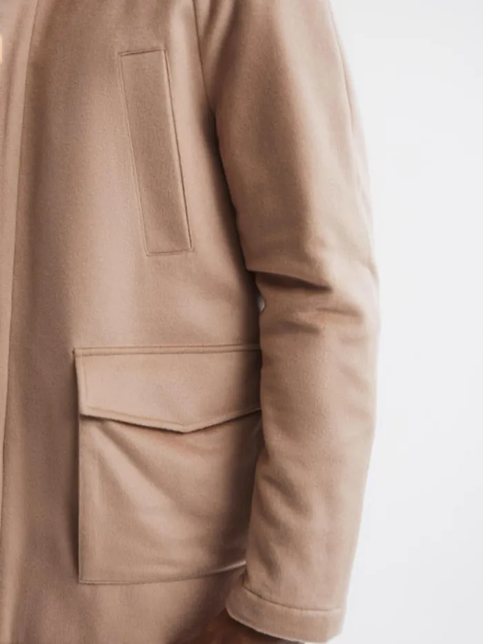 Reiss Coats and Jackets Mandarin Zip Through Cashmere Coat Cream 8211 Men