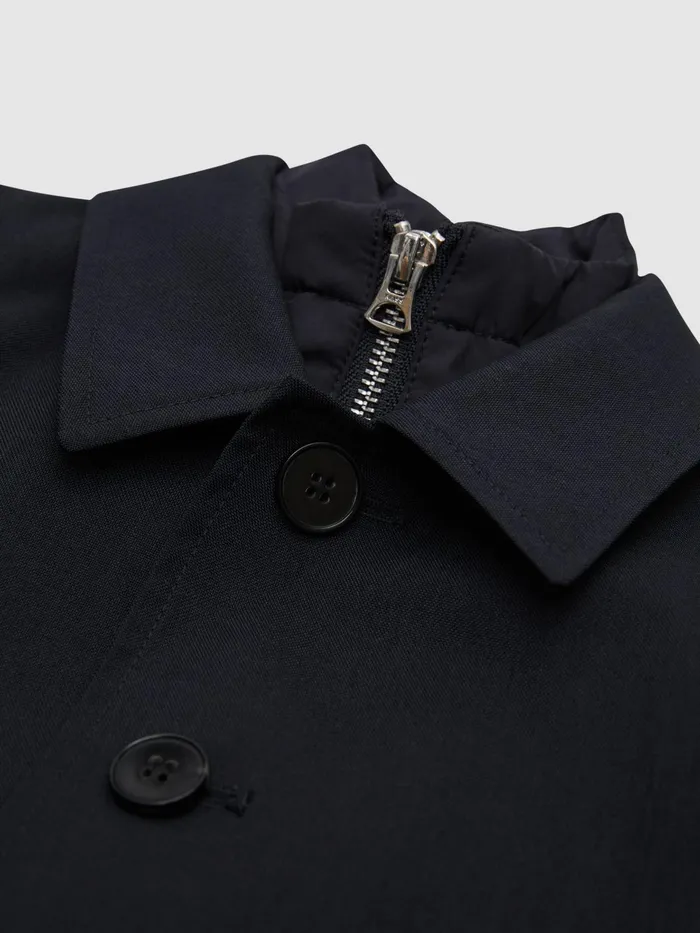 Reiss Coats and Jackets Perrin Mac With Zip Through Funnel Neck Insert Navy 8211 Children