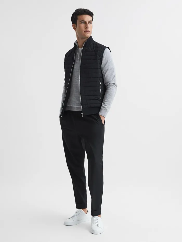 Reiss Coats and Jackets Pluto Hybrid Quilted Gilet Black 8211 Men