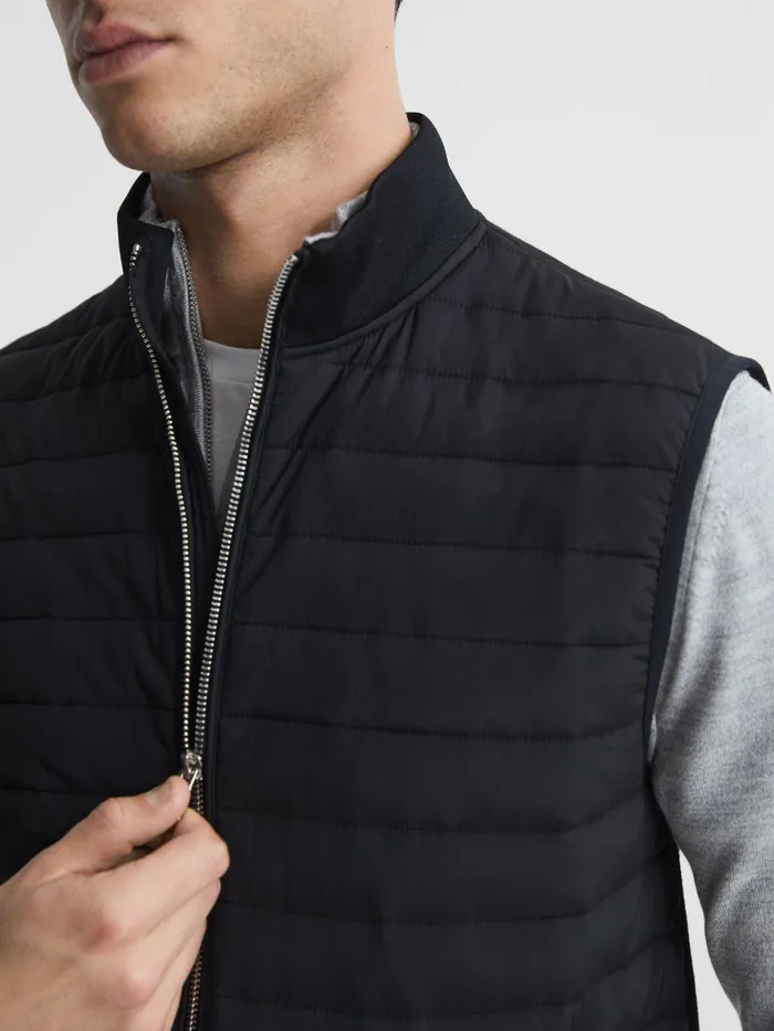 Reiss Coats and Jackets Pluto Hybrid Quilted Gilet Black 8211 Men