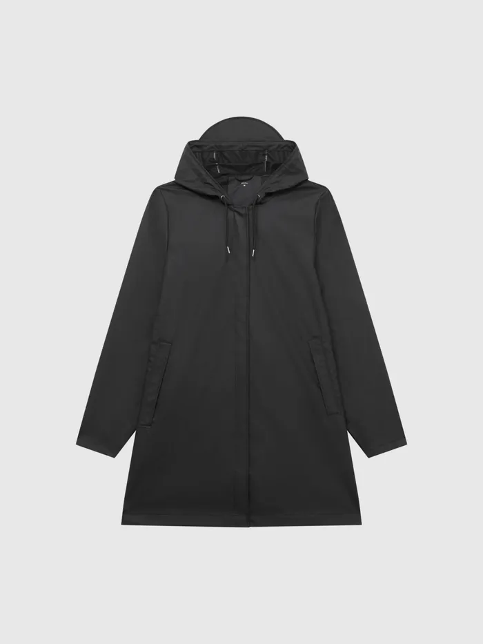 Reiss Coats and Jackets Rains Rains Hooded Aline Jacket Black 8211 Women