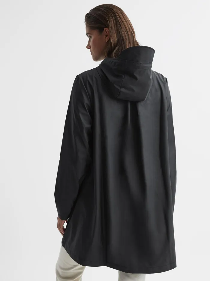 Reiss Coats and Jackets Rains Rains Hooded Aline Jacket Black 8211 Women