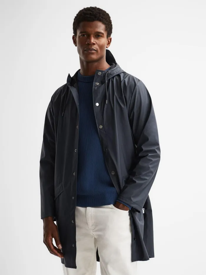 Reiss Coats and Jackets Rains Rains Longline Hooded Jacket Dark Green 8211 Men Reiss Coats and Jackets Rains Rains Longline Hooded Jacket Dark Green 8211 Men