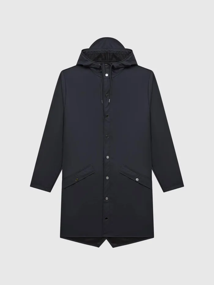Reiss Coats and Jackets Rains Rains Longline Hooded Jacket Dark Green 8211 Men