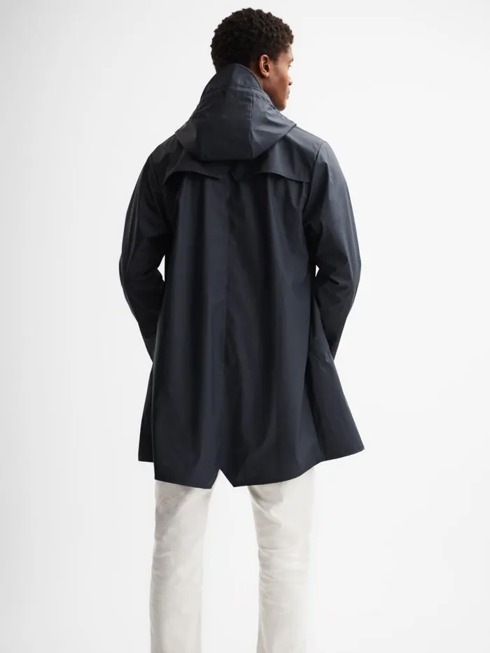 Reiss Coats and Jackets Rains Rains Longline Hooded Jacket Dark Green 8211 Men