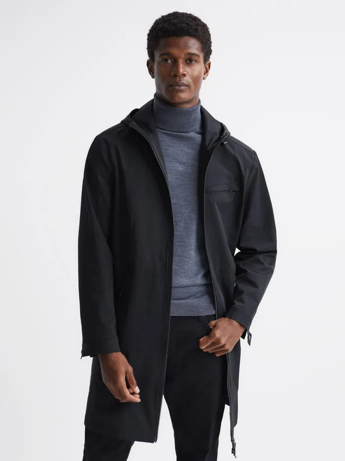 Reiss Coats and Jackets Sidahn Hooded Parker Black 8211 Men