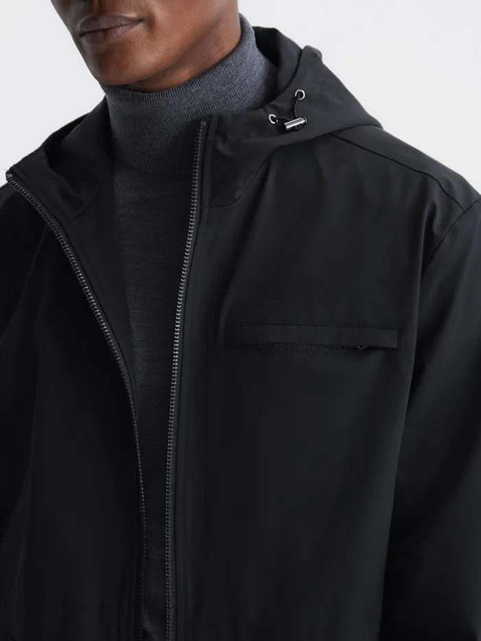 Reiss Coats and Jackets Sidahn Hooded Parker Black 8211 Men