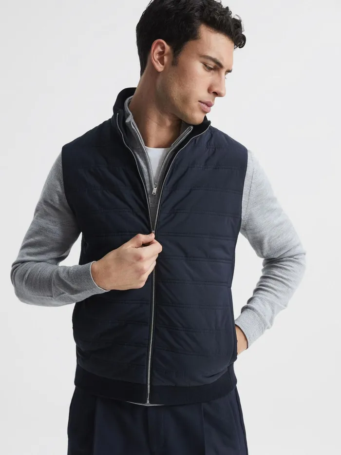 Reiss Coats and Jackets William Quilted Gilet Navy 8211 Men
