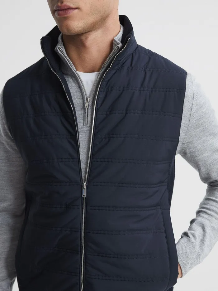 Reiss Coats and Jackets William Quilted Gilet Navy 8211 Men