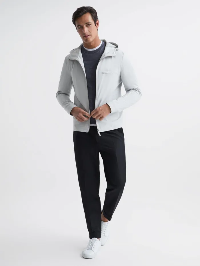 Reiss Coats and Jackets Zuroke Zip Through Hooded Blouson Jacket Black 8211 Men