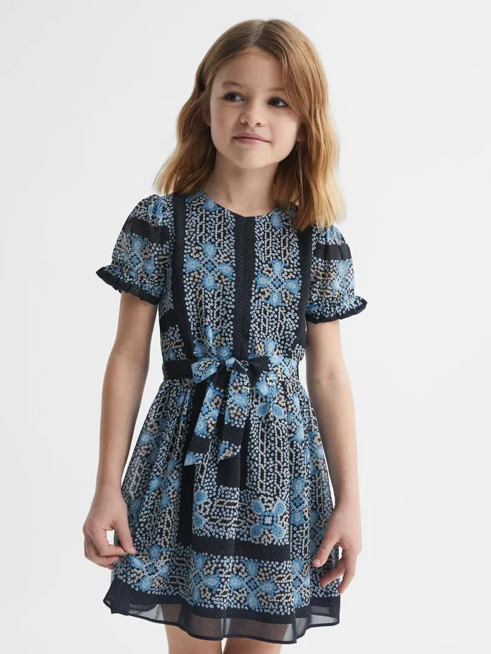 Reiss Dresses and Jumpsuits Alianna Floral Print Puff Sleeve Dress Navy 8211 Children