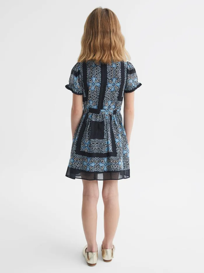 Reiss Dresses and Jumpsuits Alianna Floral Print Puff Sleeve Dress Navy 8211 Children