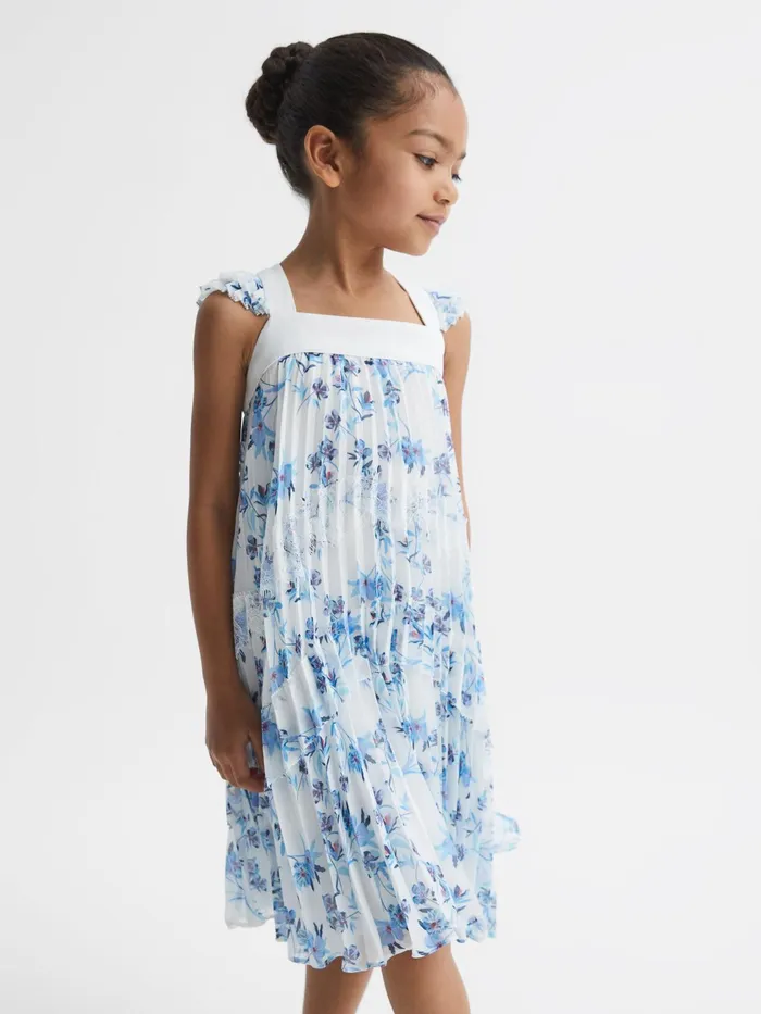 Reiss Dresses and Jumpsuits Aster Floral Printed Pleated Dress Blue Print 8211 Children