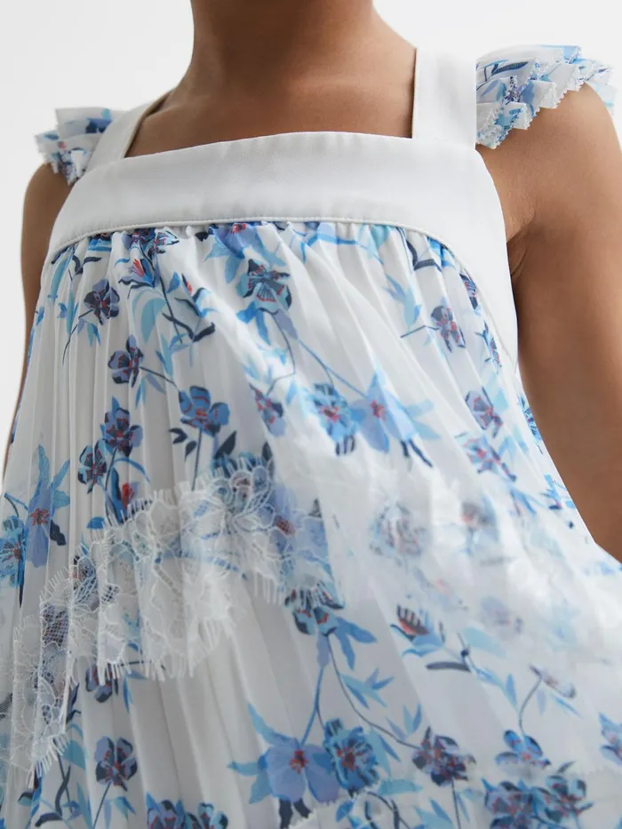 Reiss Dresses and Jumpsuits Aster Floral Printed Pleated Dress Blue Print 8211 Children