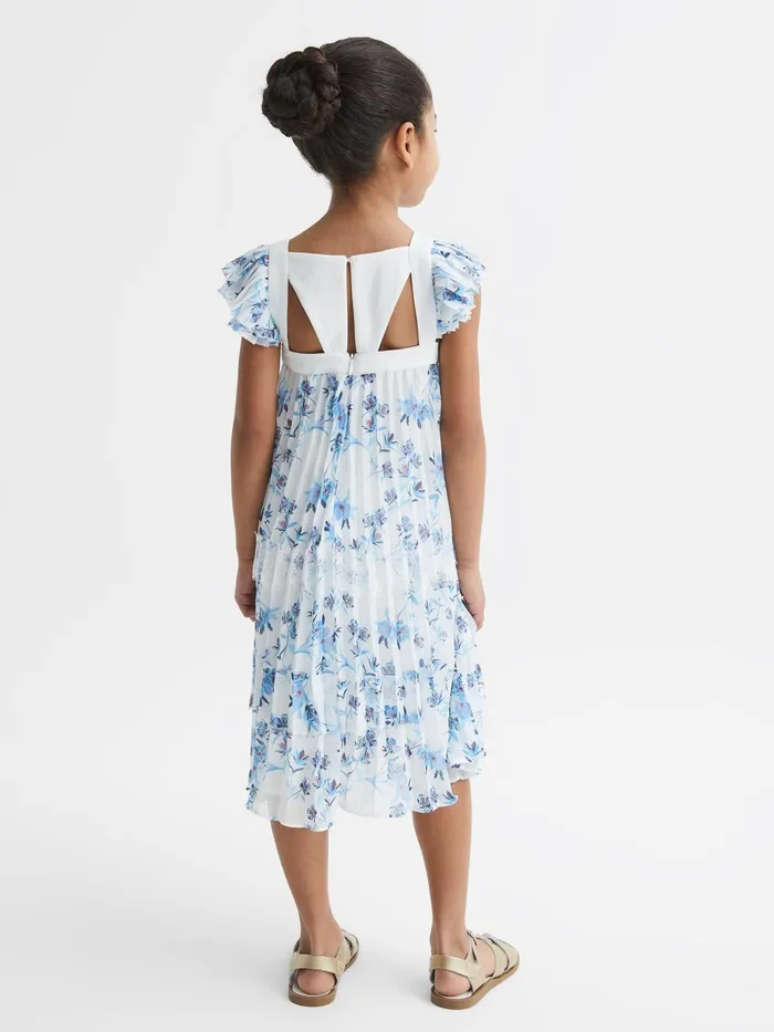 Reiss Dresses and Jumpsuits Aster Floral Printed Pleated Dress Blue Print 8211 Children