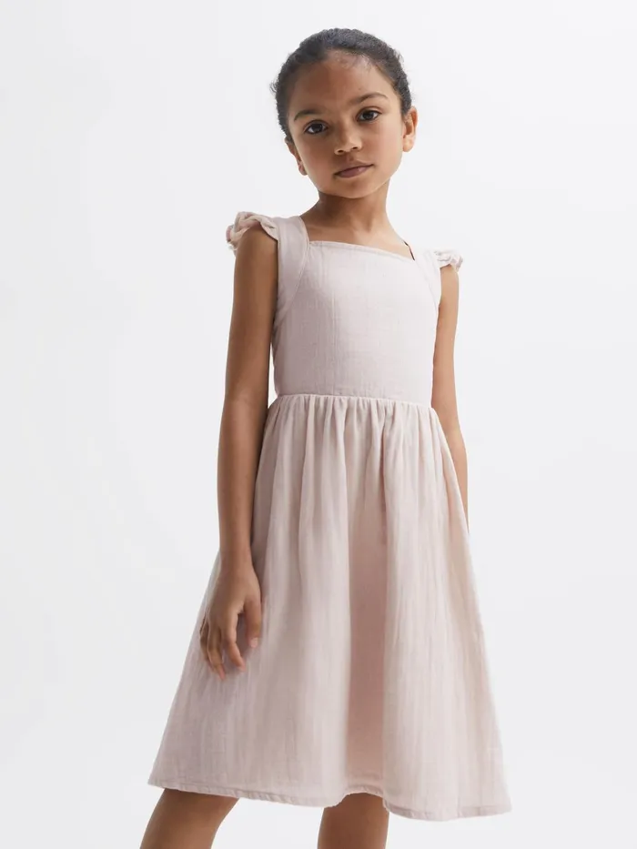 Reiss Dresses and Jumpsuits Cerys Cotton Cross Back Dress Pink 8211 Children