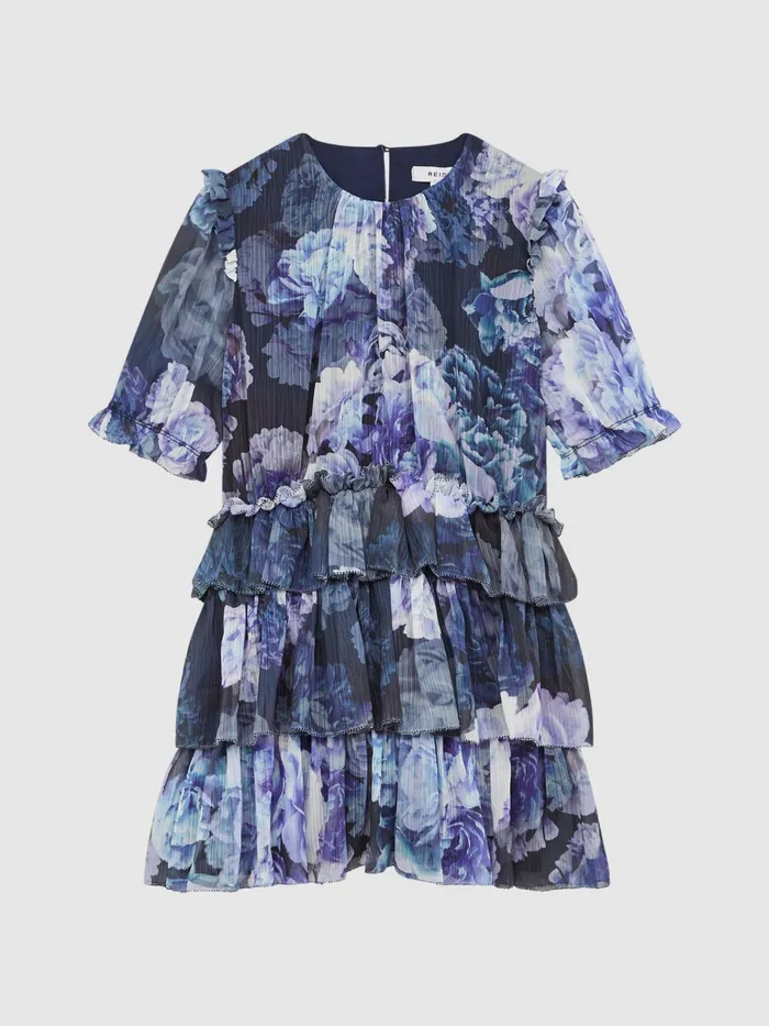 Reiss Dresses and Jumpsuits Henrietta Printed Tiered Dress Blue Print 8211 Children