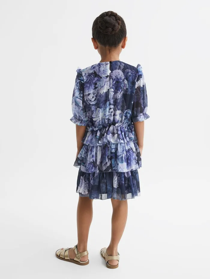 Reiss Dresses and Jumpsuits Henrietta Printed Tiered Dress Blue Print 8211 Children