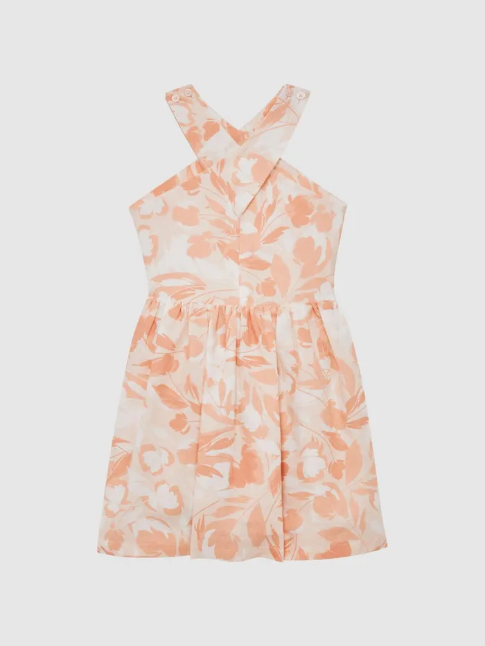 Reiss Dresses and Jumpsuits Lottie Floral Print Halter Neck Dress Pink Print 8211 Children