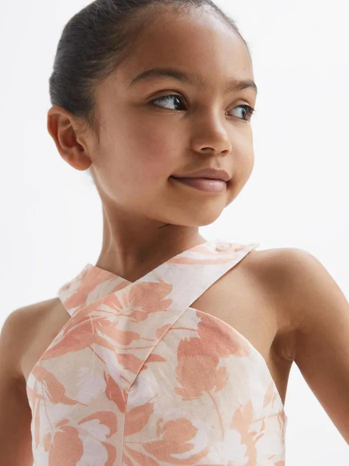 Reiss Dresses and Jumpsuits Lottie Floral Print Halter Neck Dress Pink Print 8211 Children