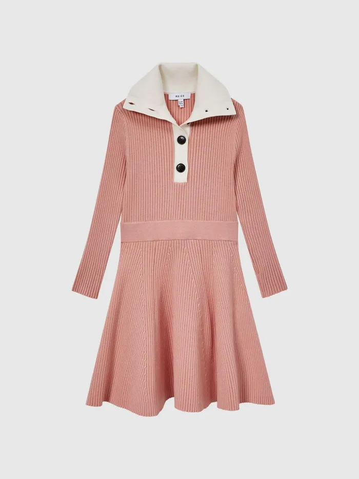Reiss Dresses and Jumpsuits Malani Colourblock Knitted Dress Pink 8211 Children