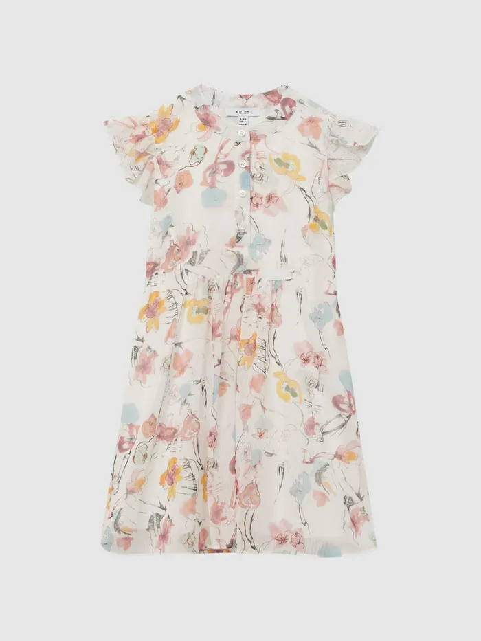 Reiss Dresses and Jumpsuits Martha Floral Print Collarless Dress Ivory Print 8211 Children