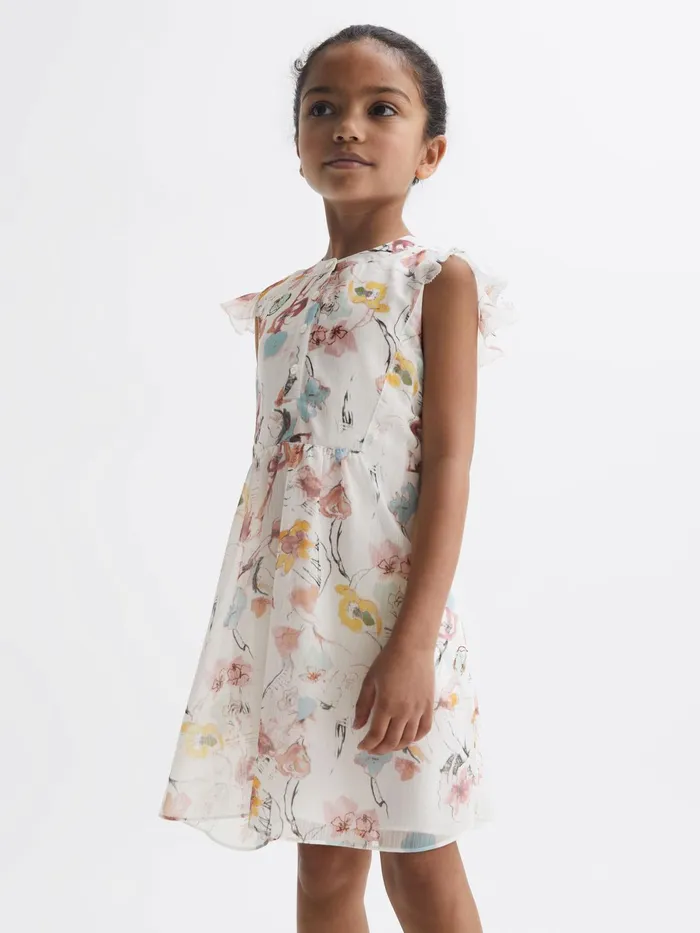 Reiss Dresses and Jumpsuits Martha Floral Print Collarless Dress Ivory Print 8211 Children