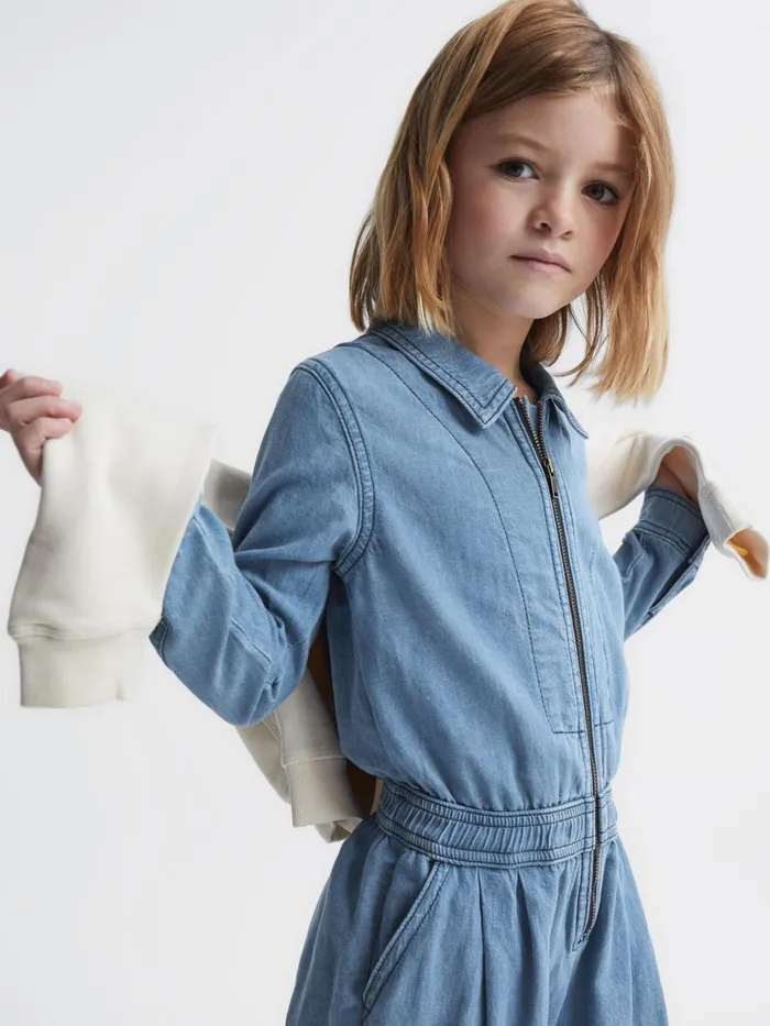 Reiss Dresses and Jumpsuits Molly Denim Zip Front Jumpsuit Mid Blue 8211 Children Reiss Dresses and Jumpsuits Molly Denim Zip Front Jumpsuit Mid Blue 8211 Children