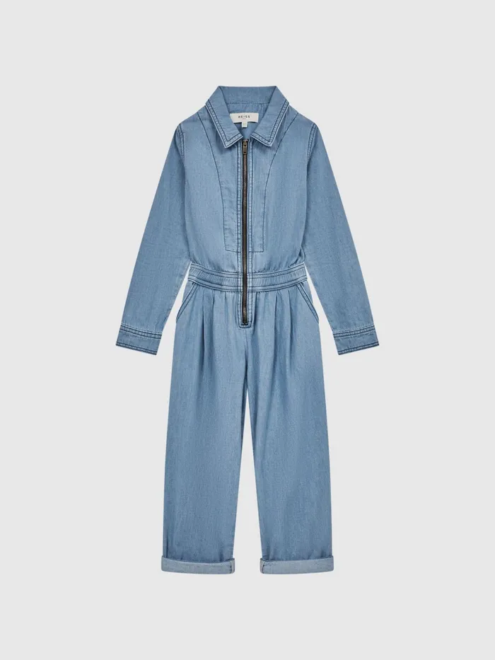 Reiss Dresses and Jumpsuits Molly Denim Zip Front Jumpsuit Mid Blue 8211 Children