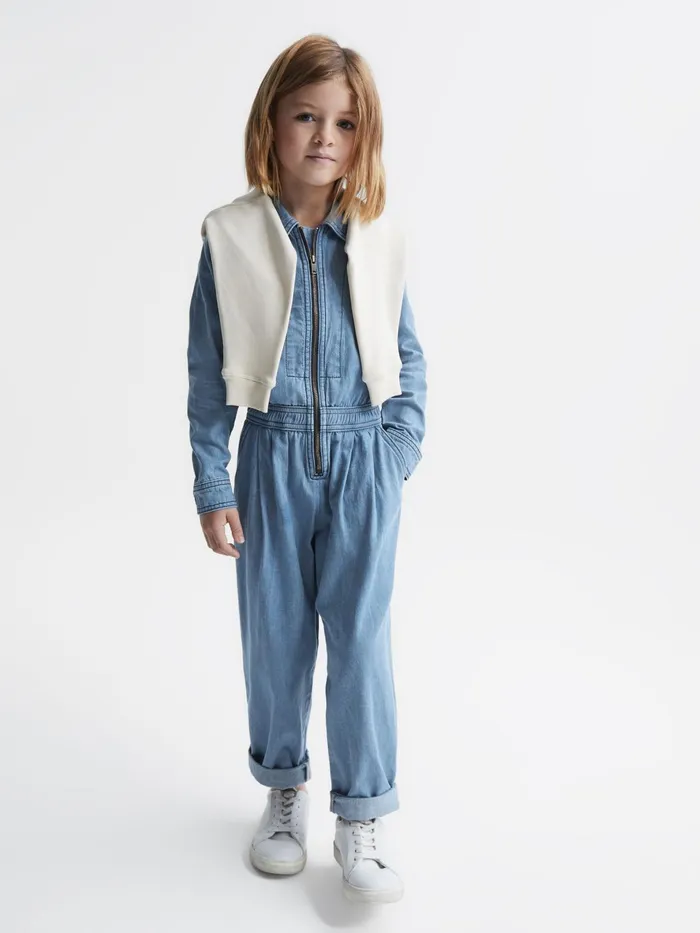 Reiss Dresses and Jumpsuits Molly Denim Zip Front Jumpsuit Mid Blue 8211 Children