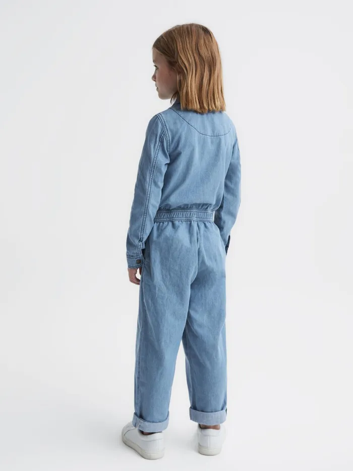 Reiss Dresses and Jumpsuits Molly Denim Zip Front Jumpsuit Mid Blue 8211 Children