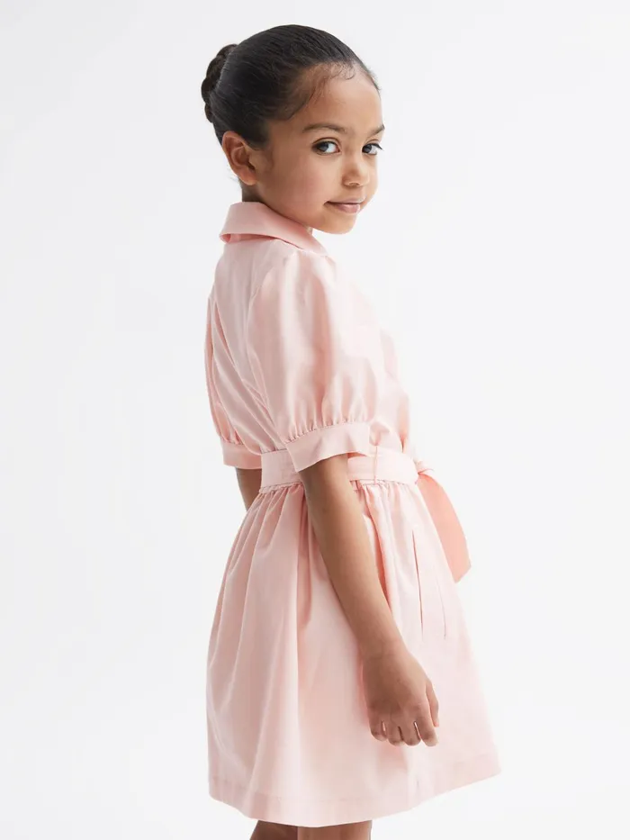 Reiss Dresses and Jumpsuits Naomi Puff Sleeve Belted Dress Pink 8211 Children