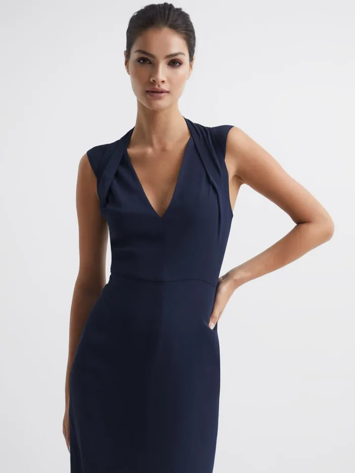 Reiss Dresses Andi Shoulder Detail Bodycon Dress Navy 8211 Women