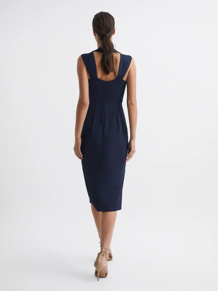 Reiss Dresses Andi Shoulder Detail Bodycon Dress Navy 8211 Women