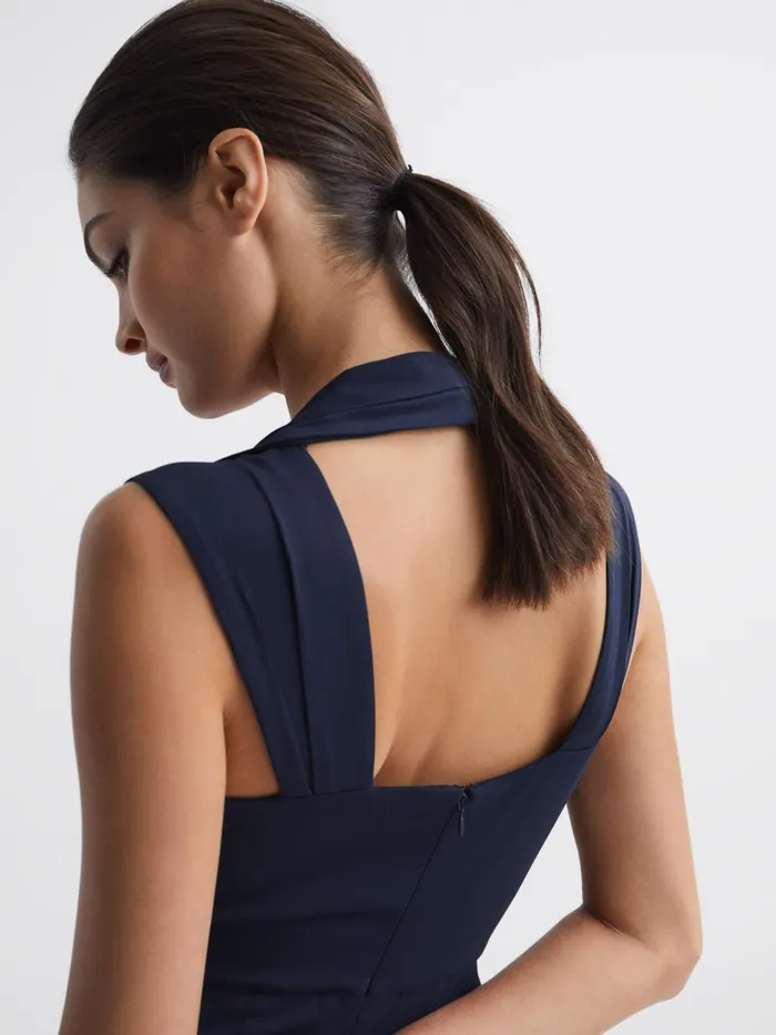 Reiss Dresses Andi Shoulder Detail Bodycon Dress Navy 8211 Women